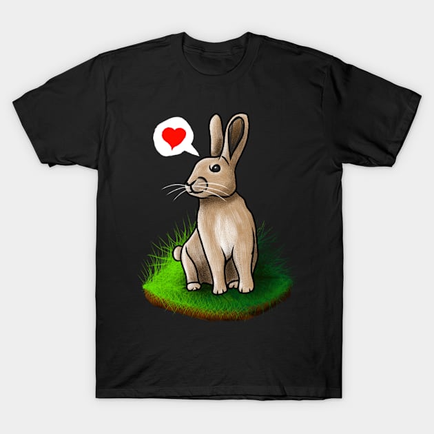 Cute rabbit show some love to everyone T-Shirt by Migite Art